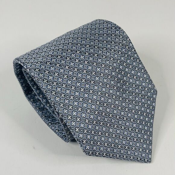 Joseph Abboud 100% Silk Necktie Tie Floral Blue Gray 4 x 60 Made in Italy - Picture 1 of 3